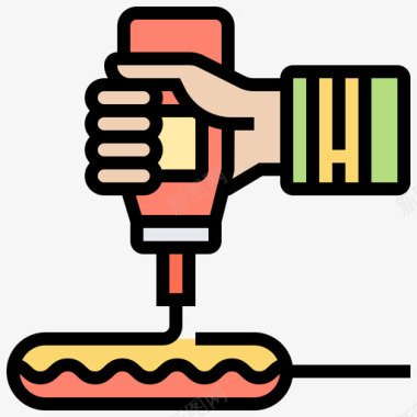 香肠烹饪66线性颜色图标图标