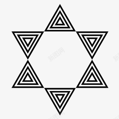 大卫星十五几何学犹太犹太教图标图标