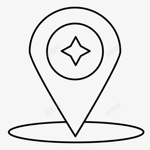 地图罗盘位置图标svg_新图网 https://ixintu.com 位置 地图 导航 细线 罗盘