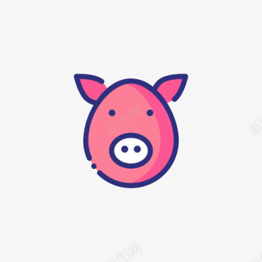 猪动物头7线形颜色图标图标