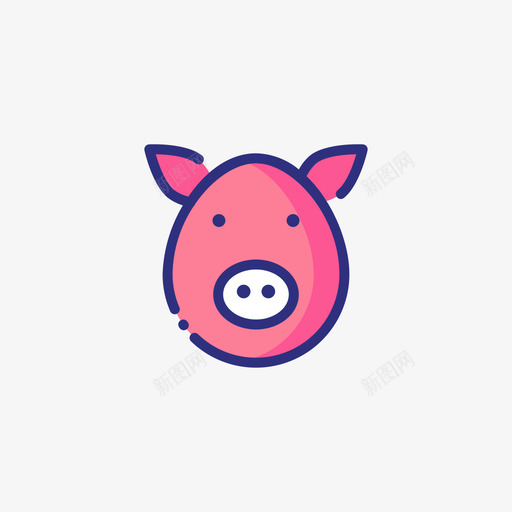 猪动物头7线形颜色图标svg_新图网 https://ixintu.com 动物头7 猪 线形颜色