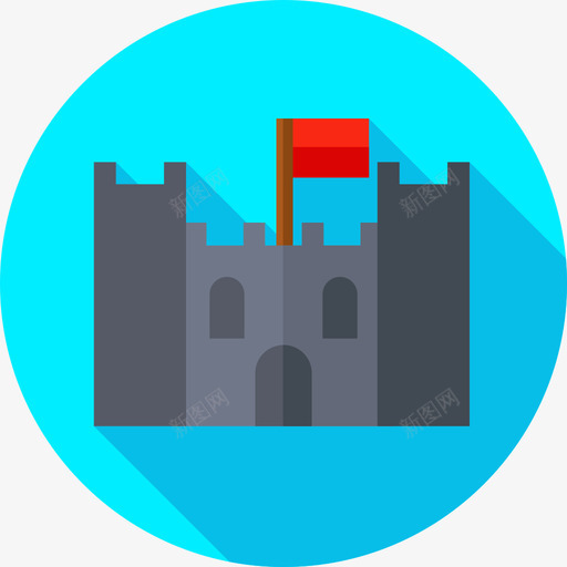 城堡中世纪28平坦图标svg_新图网 https://ixintu.com 中世纪 城堡 平坦