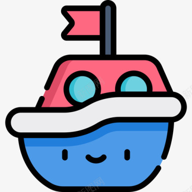 船儿童玩具12线性颜色图标图标