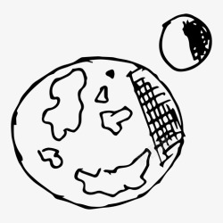 儿童画素描折页行星手绘素描图标高清图片