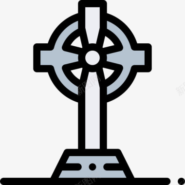 凯尔特人十字架葬礼15直线颜色图标图标