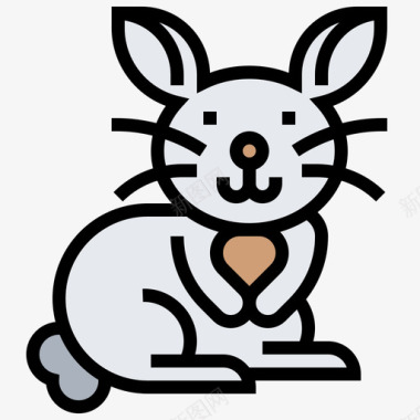 兔子复活节46线性颜色图标图标