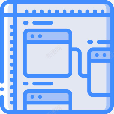线框原型4蓝色图标图标
