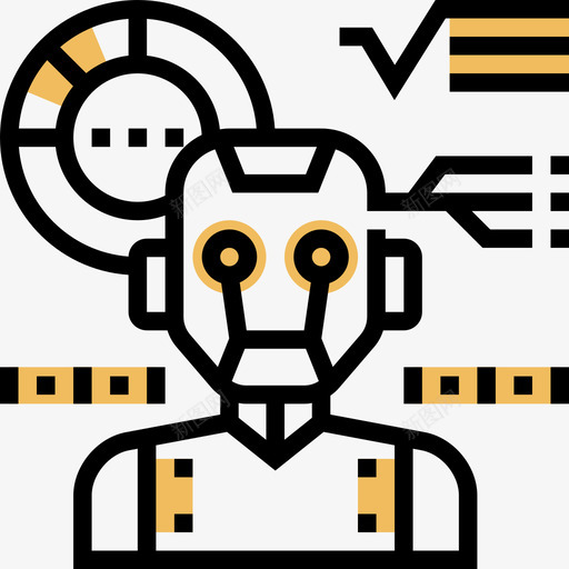 机器人人工智能48黄影图标svg_新图网 https://ixintu.com 人工智能 机器人 黄影