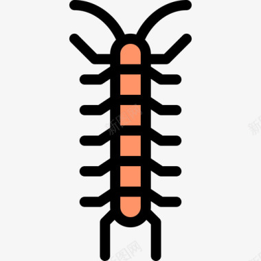 蜈蚣昆虫12线形颜色图标图标