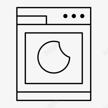 洗衣机清洁卫生常规细线图标图标