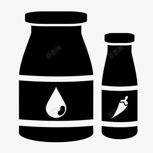 瓶食用油肉汁图标svg_新图网 https://ixintu.com 厨房套装固体风格 橄榄油 瓶 肉汁 酱汁 酱油 食用油