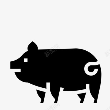 猪动物农场黑图标图标