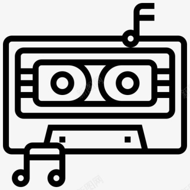 盒式磁带音乐和多媒体8线性图标图标
