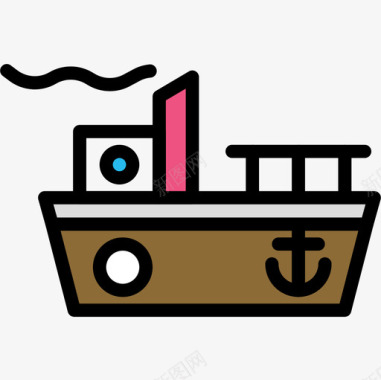 船海边3线性颜色图标图标