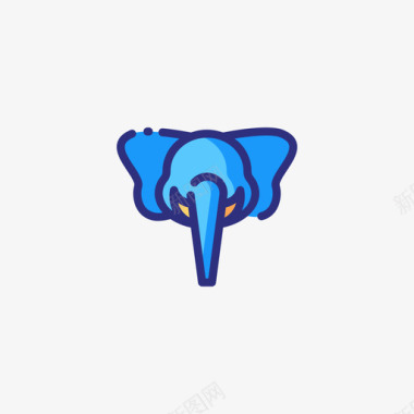大象动物头7线形颜色图标图标