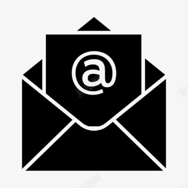 电子邮件打开电子邮件实心字形图标图标