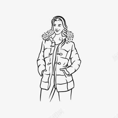 女人穿夹克外套时尚图标图标