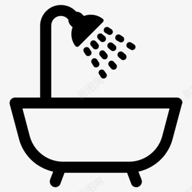 浴缸浴室酒店图标图标