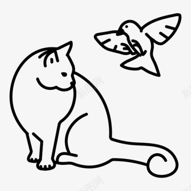 猫和鸟猫小猫图标图标
