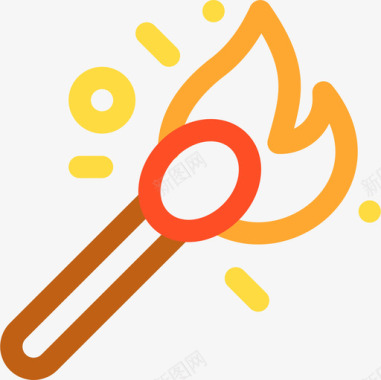 火柴烧烤33线性颜色图标图标