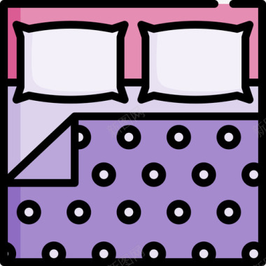双人床睡觉时间17线性颜色图标图标