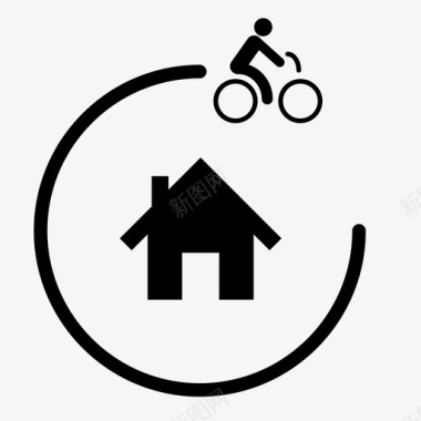 自行车社区自行车家图标图标