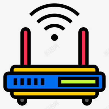 路由器计算机和网络4线颜色图标图标