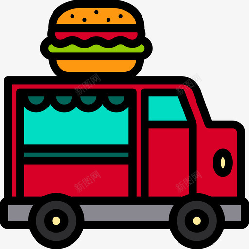 食品车街头食品线性颜色图标svg_新图网 https://ixintu.com 线性 街头 颜色 食品