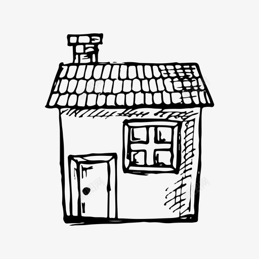 房子建筑涂鸦图标svg_新图网 https://ixintu.com 建筑 房子 手绘 涂鸦