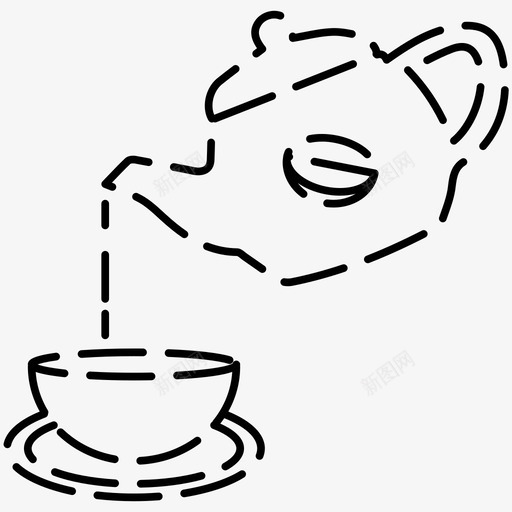 倒咖啡浓咖啡水壶图标svg_新图网 https://ixintu.com 咖啡 咖啡店 图标 水壶 虚线 马克
