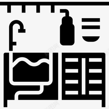 水槽厨房和厨具2个实心图标图标