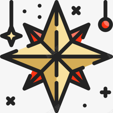 星星圣诞185线形颜色图标图标