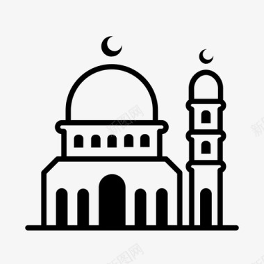 清真寺伊斯兰教穆斯林轮廓图标图标