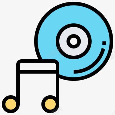 光碟音乐和多媒体4线性颜色图标图标