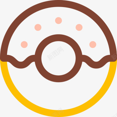 甜甜圈18号咖啡厅线性颜色图标图标