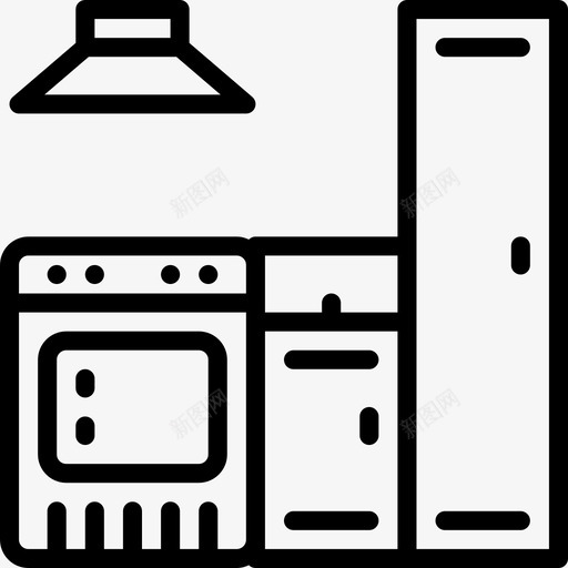 厨房室内21线性图标svg_新图网 https://ixintu.com 厨房 室内设计 线性