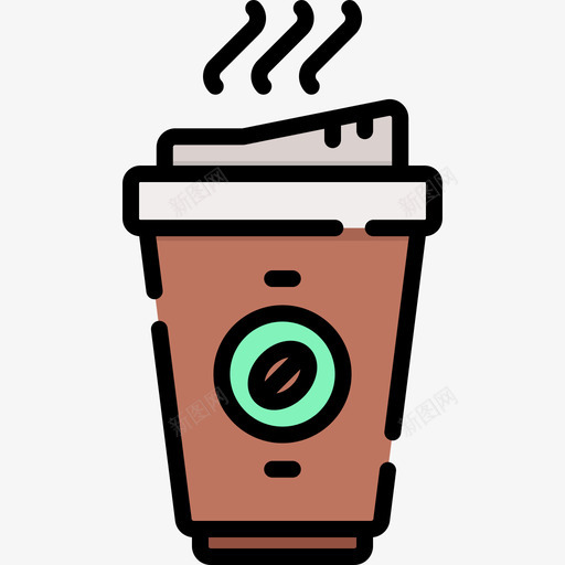 纸杯咖啡店97线性颜色图标svg_新图网 https://ixintu.com 咖啡店 纸杯 线性 颜色