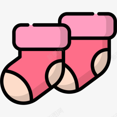 袜子婴儿玩具4线性颜色图标图标
