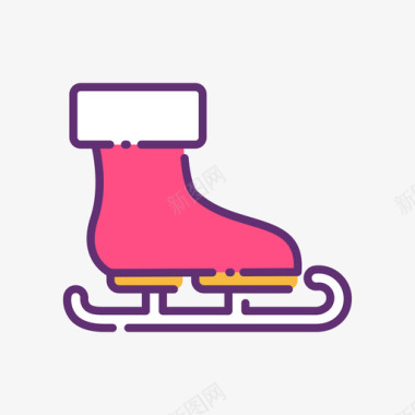 溜冰鞋冬季79线性颜色图标图标