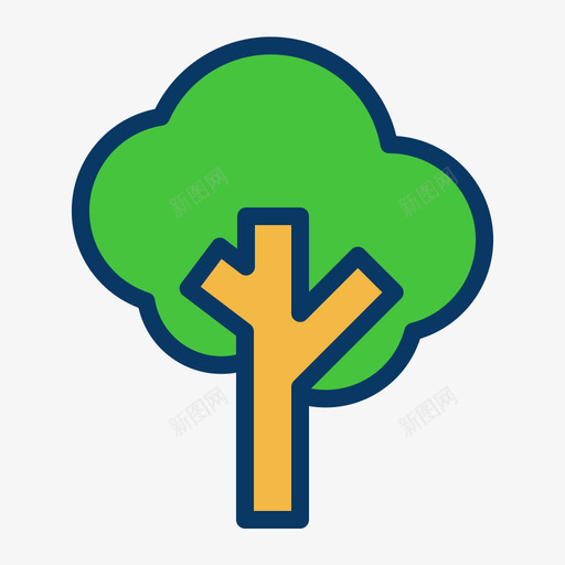 树木农业和农民线性颜色图标svg_新图网 https://ixintu.com 农业和农民 树木 线性颜色