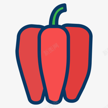 胡椒水果和蔬菜36线形颜色图标图标