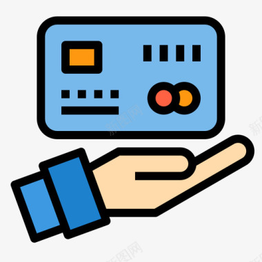 信用卡付款方式12线颜色图标图标