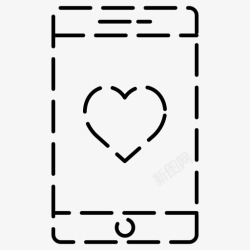 手机约会相亲图标约会应用程序智能手机婚礼虚线图标高清图片