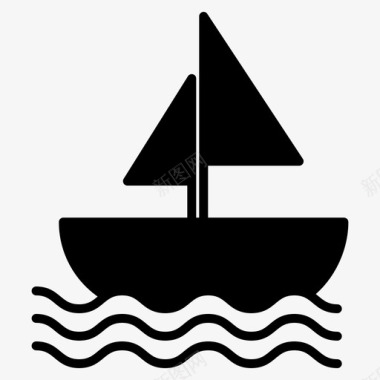 划船帆船航运图标图标