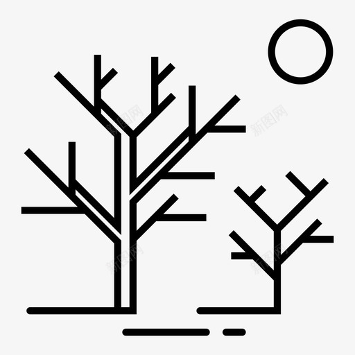 裸树秋天干旱图标svg_新图网 https://ixintu.com 全球 变暖 图标 干旱 植物 生态 秋天 线图 裸树