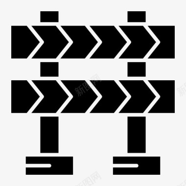 路障建筑工程实体字形图标图标