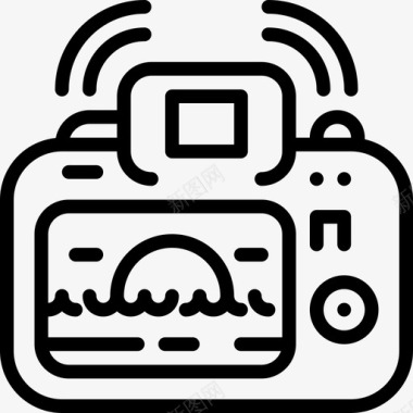 相机海滩5线性图标图标