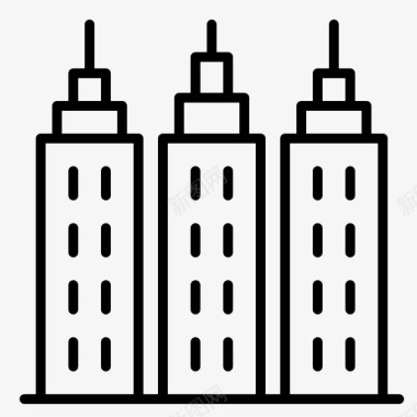 建筑塔楼建筑和施工常规轮廓图标图标