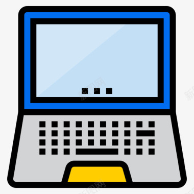 笔记本电脑计算机和网络4线颜色图标图标