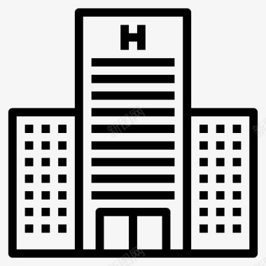 酒店城市元素50线性图标图标